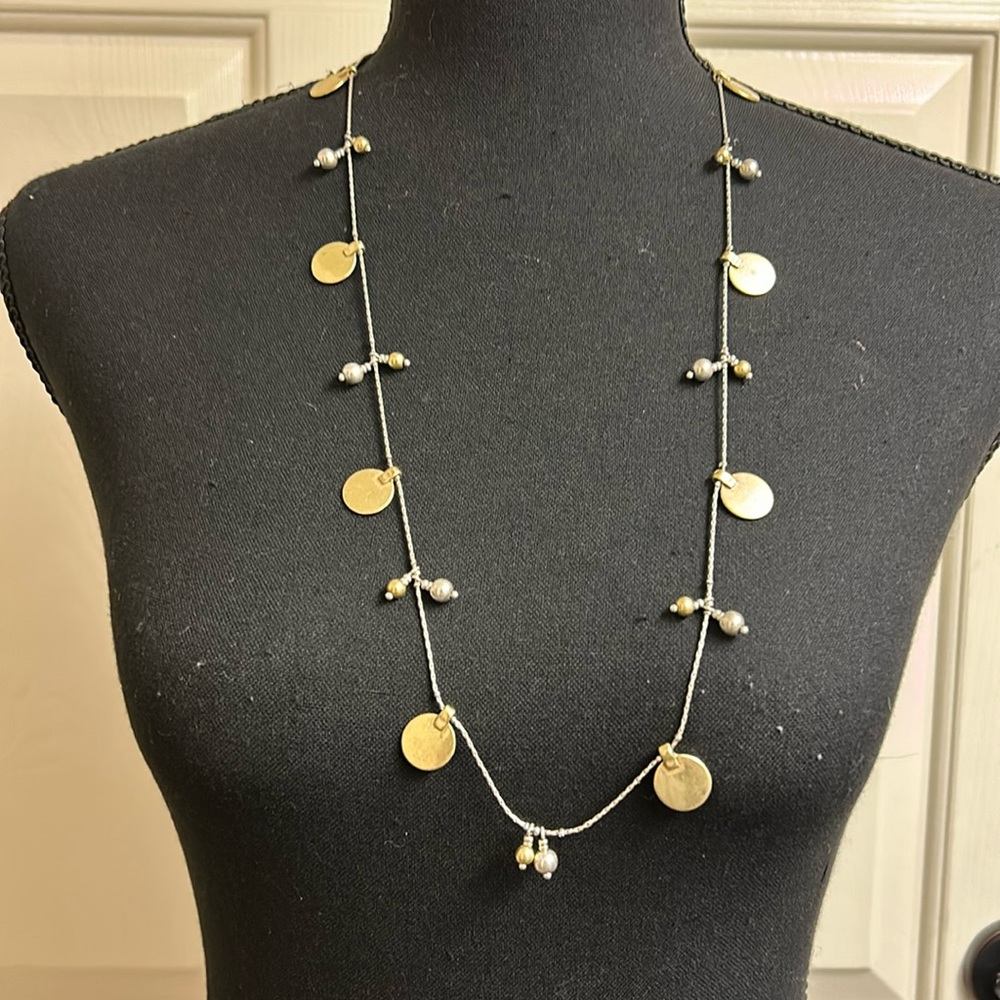 Lucky Silver Semi Precious Accents Necklace, 30”, NWT